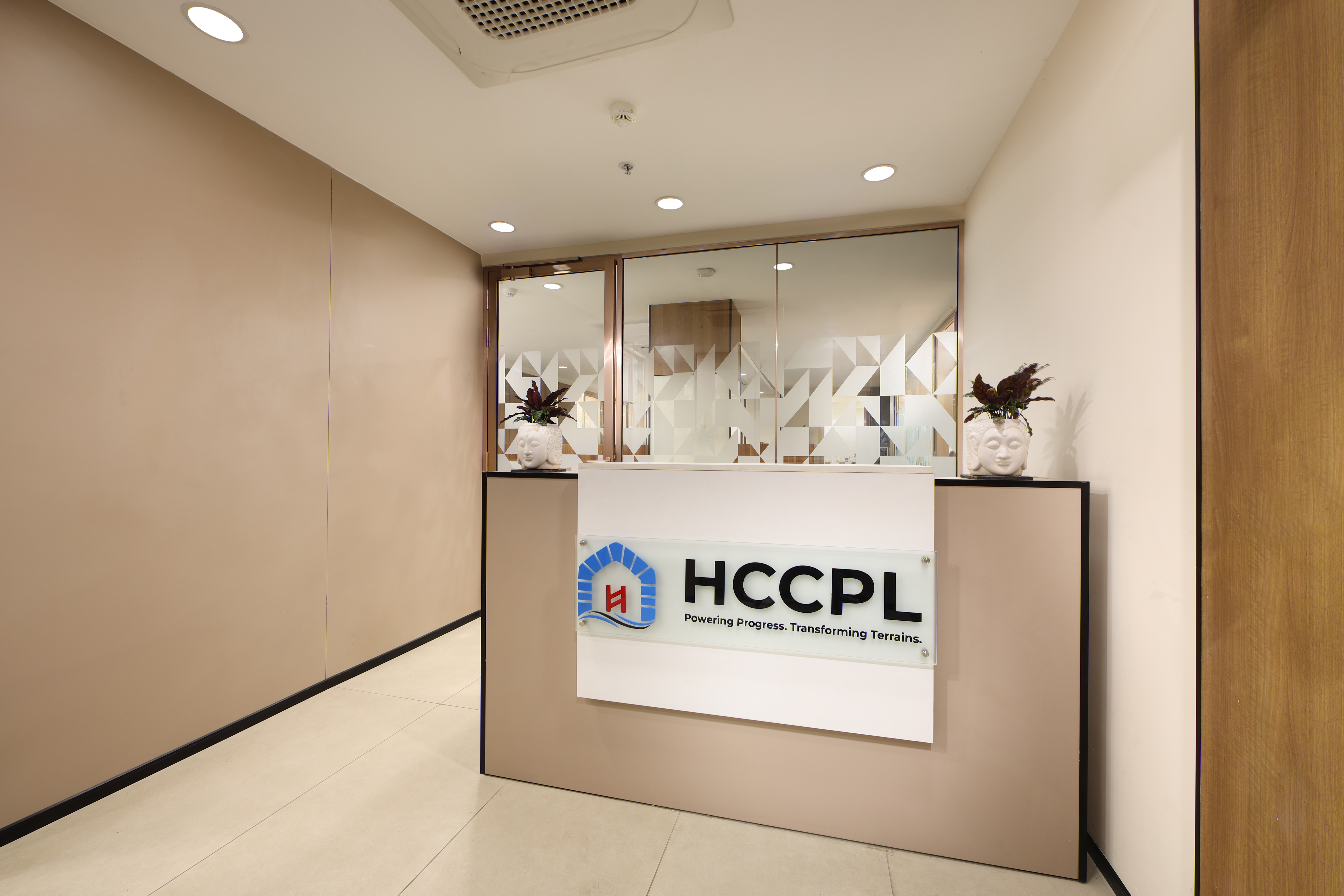 Himalaya Construction corporate office reception with modern clean design aesthetic