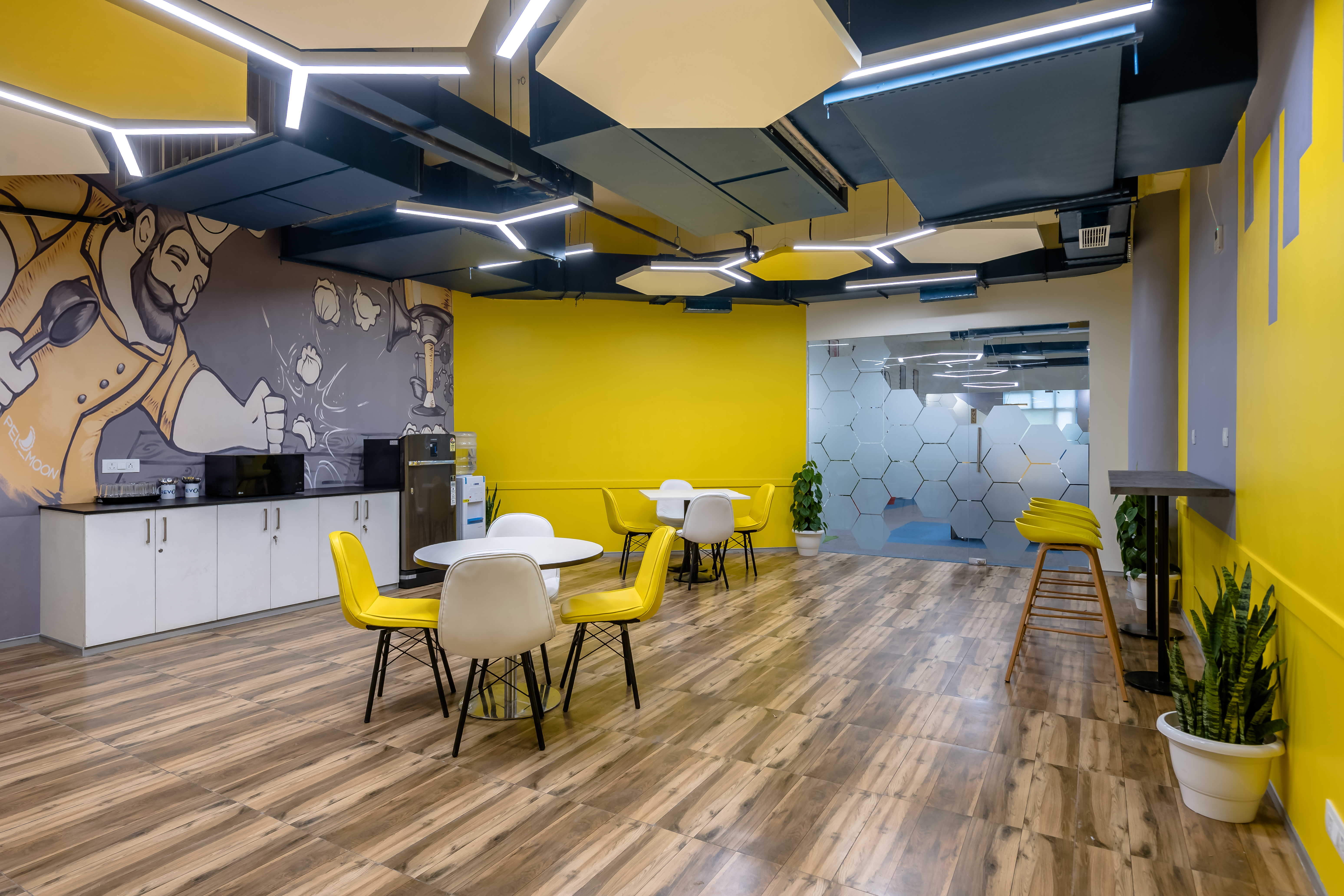 Breakout area and cafeteria at Revolve Technologies Gurgaon